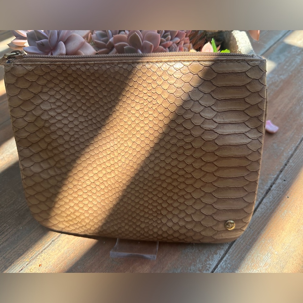 Tan crocodile style leather